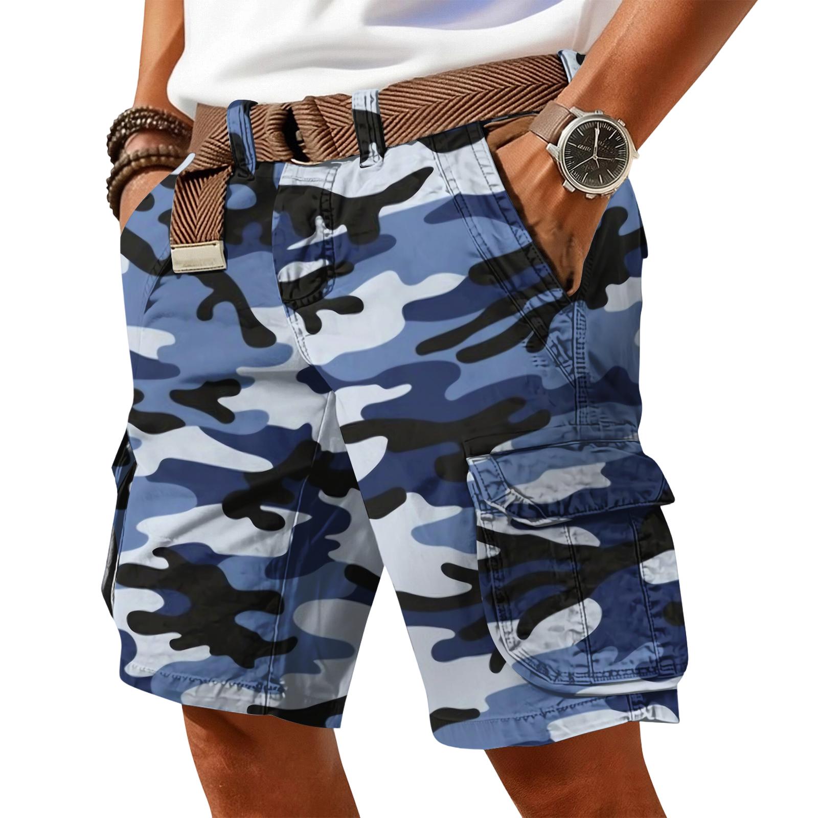 Master key Heren casual trend camouflageprint shorts - Heren meerdelige werkbroek sportshorts (zonder tailleband) XXXL donkerblauwe kleur
