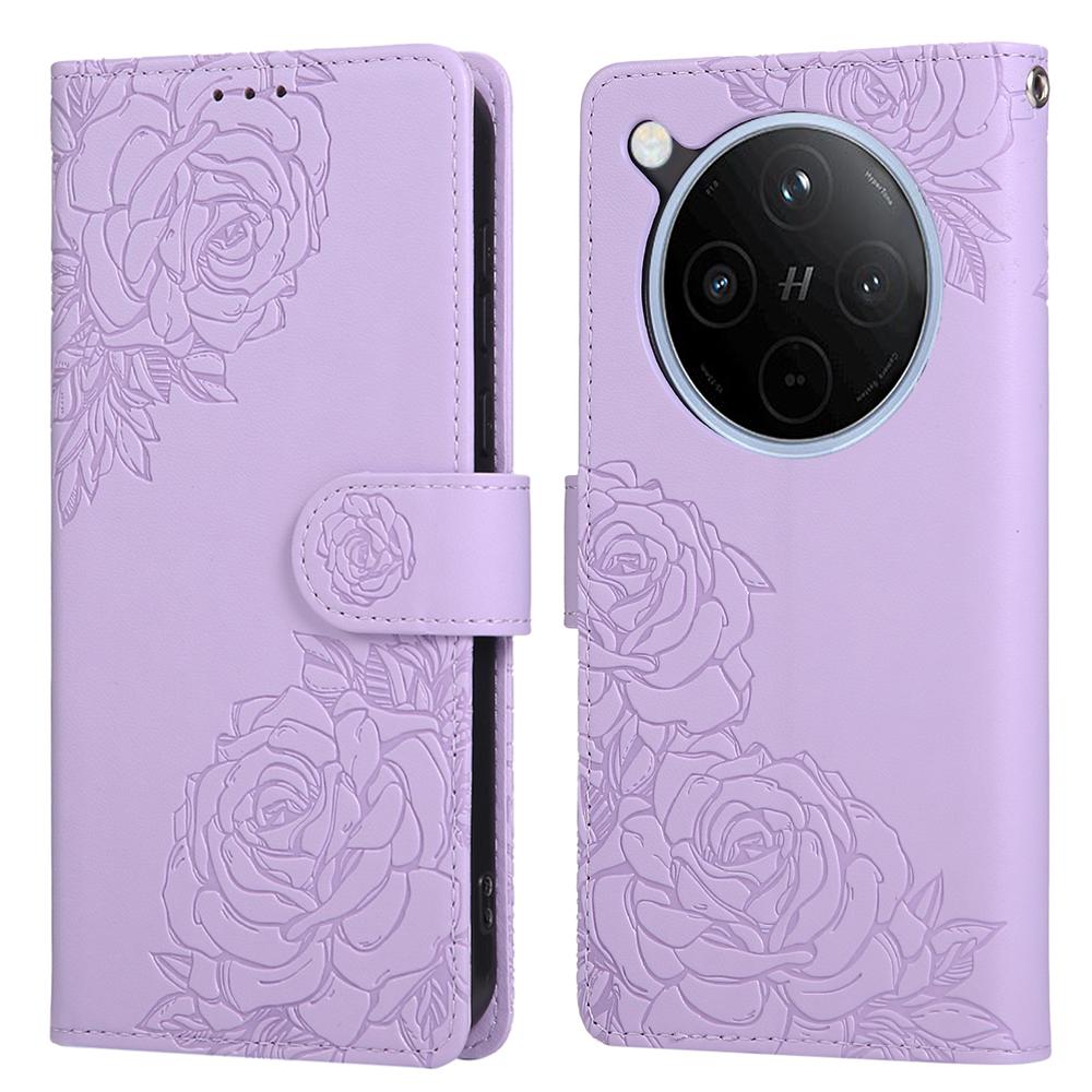 For Oppo Find X8 Pro 5G Case Rose Flower PU Leather Wallet Phone Cover with 3 Card Slots/Wrist Strap