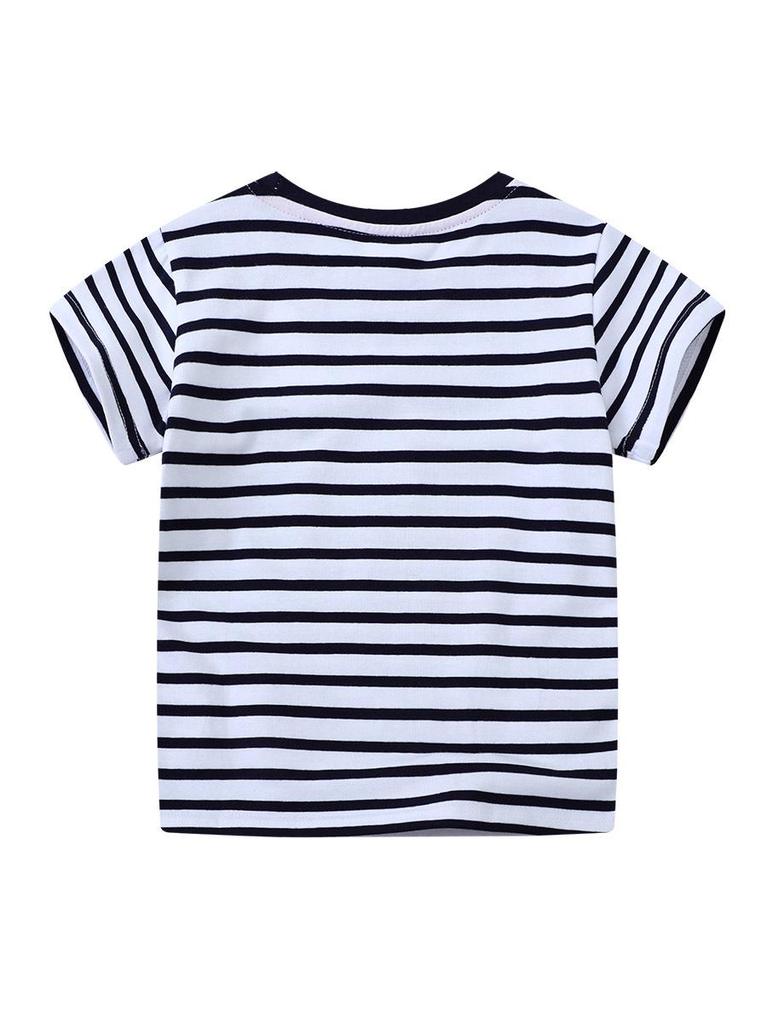 Boys' Cartoon Embroidered Pure Cotton Short-Sleeve T-Shirt - 2026 Summer Collection