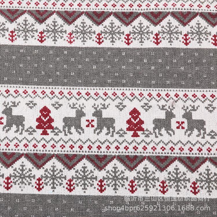Linen Snowflake Elk Cotton Canvas Christmas Tablecloth Curtains