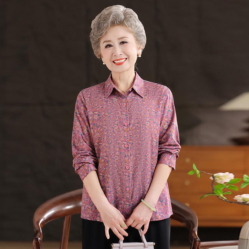 Kuo Taitai Women's Silk Shirt & Cardigan, Perfect for Elderly Moms & Grandmas, Spring To Autumn Wear