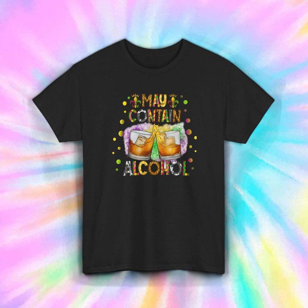 

May Contain Alcohol Shirt | Funny Drinking Party Whiskey Glass Graphic Tee S-5XL 4XL