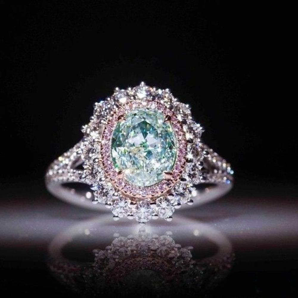 

Pink Crystal Zircon Ring for Women with Green Topaz Gemstone Elegant Jewelry no. 6 синий