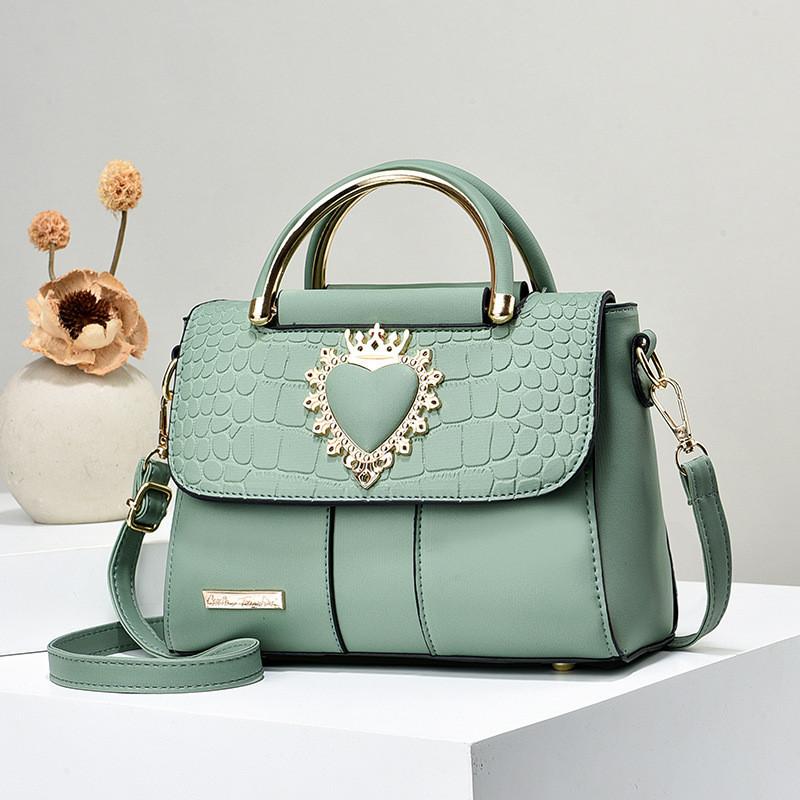 Women s Fashionable Embossed Solid Color Casual Shoulder Crossbody Bag 2023 New Street Trend Style зелёный