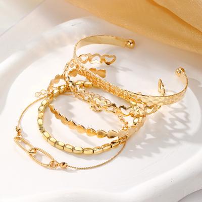 Multi-layer For Holidays Classic 5pcs/set Of Geometry Chain Design Stackable Bead Bracelets Women's Vintage Creative A Gift  Unique
