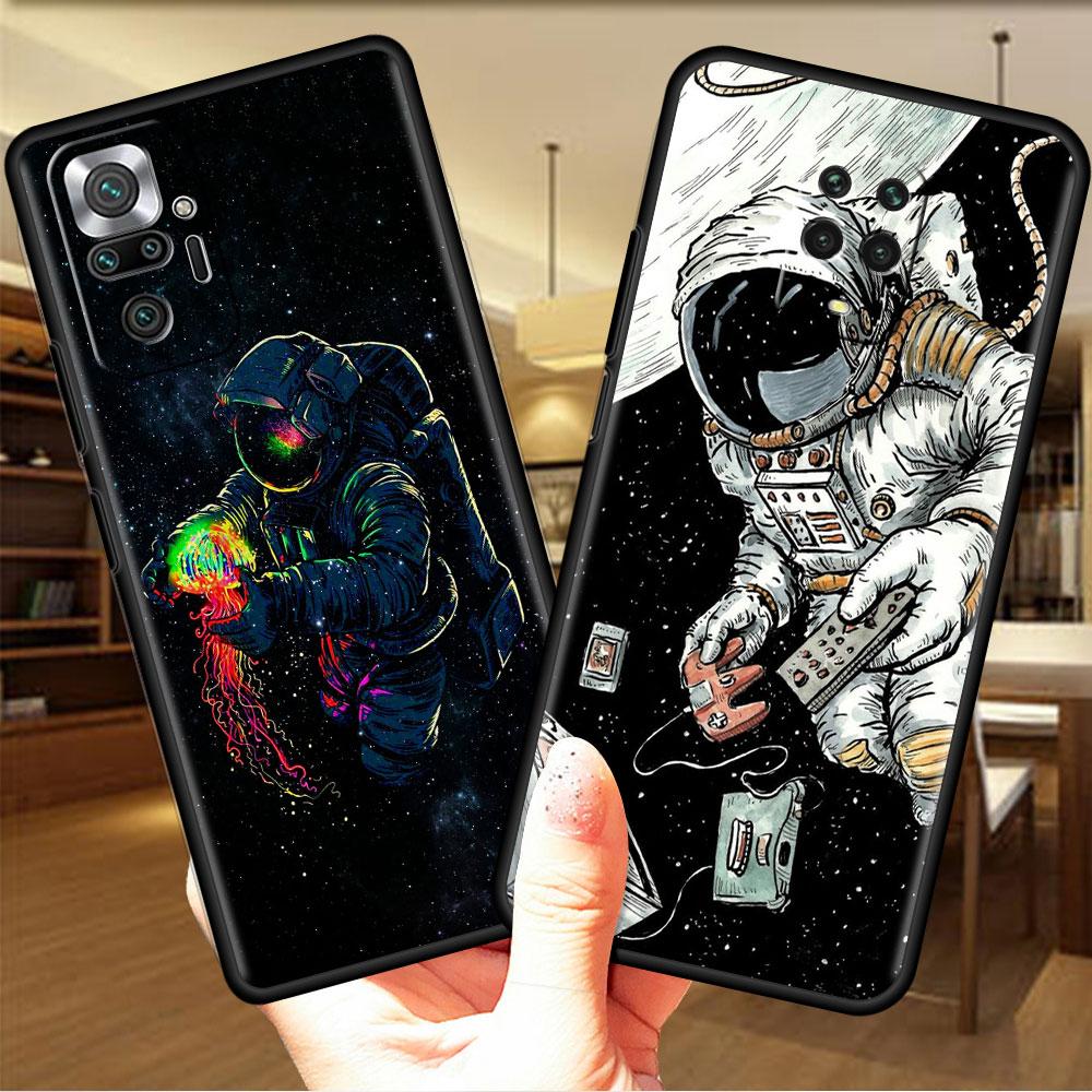 Hülle für Xiaomi Redmi Note 10 9 11 Pro Weiche Handyhülle 10S 9S K40 8 9A 9C 9T 7 10C 8T Silikonhülle Universum Cooler Astronaut
