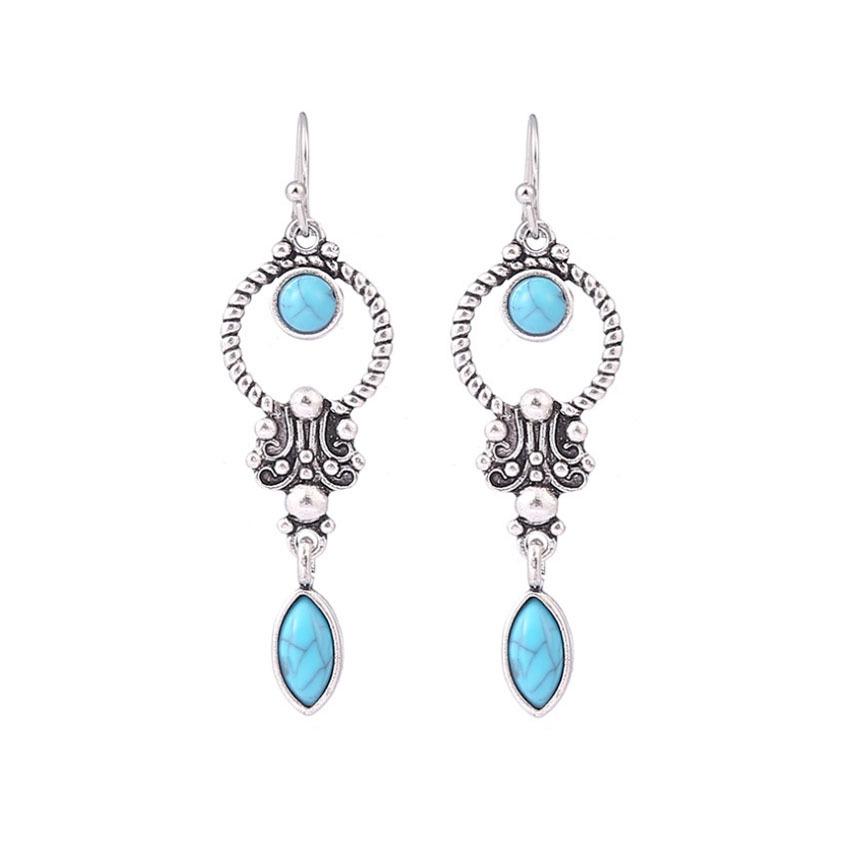 

Винтажные тайские серебряные серьги с бирюзой для женщин