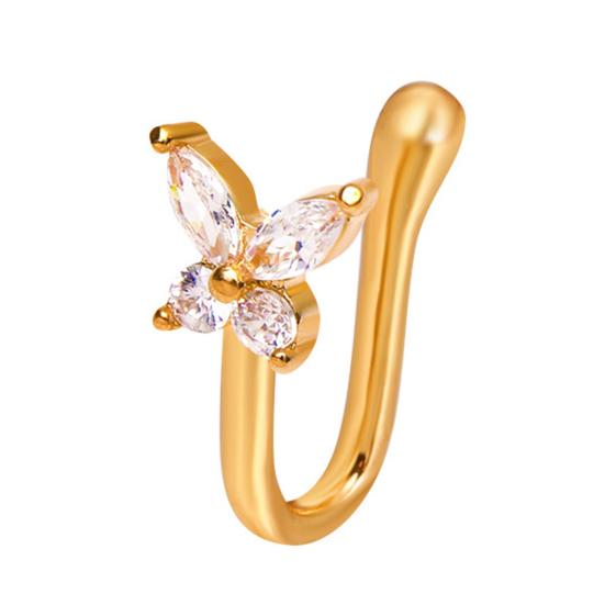 

Кольцо в нос Бабочка Стразы Ювелирные изделия Простое Гальваническое покрытие Кафф для носа Септум Пирсинг носа золотистый