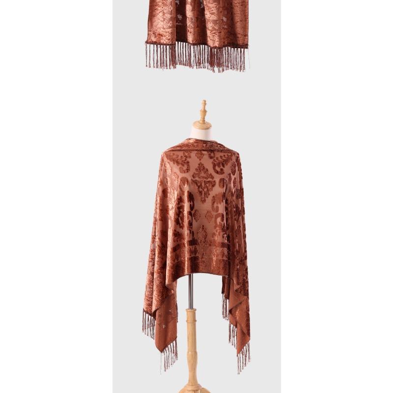 Women S Velvet Tassel Long Scarf Warm European Style Fashion Accessory