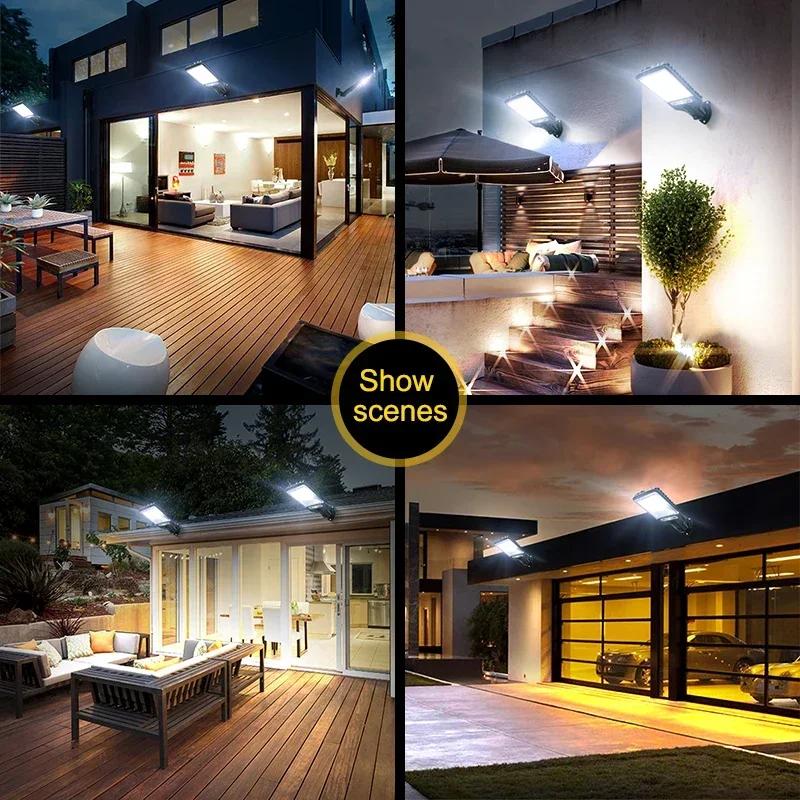 Runtow 108COB Solar Lights Outdoor With 3 Modes Waterproof Motion Sensor Security Lighting LED Wall Street Lamp for Garden