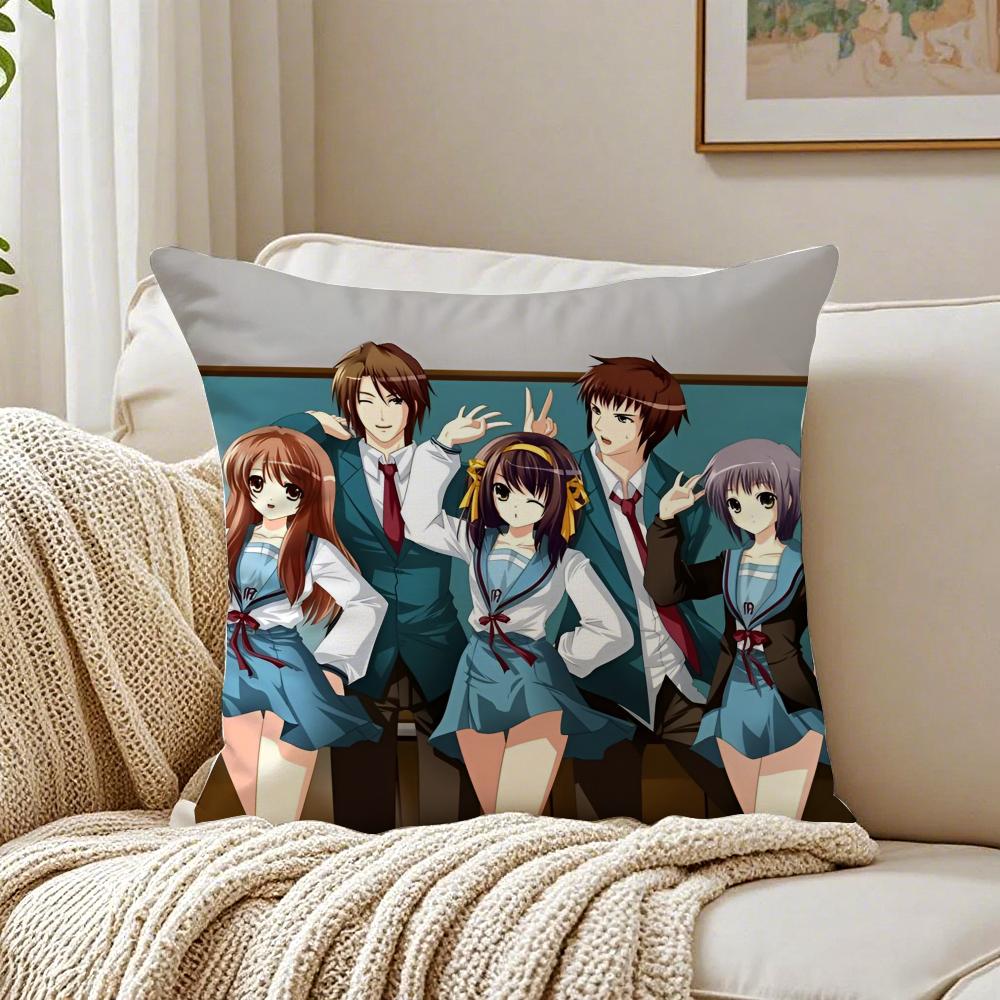 Classic Anime TThe Melancholy of Haruhi Suzumiya Cushion Cover Pillowcase Antidustmite living Room Sofa Decor Cushion Room