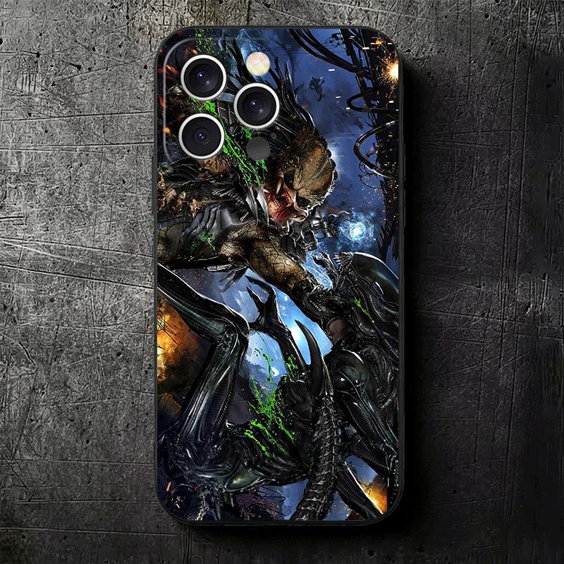 A-Alien Vs P-Predator Weiche Handyhülle für iPhone 16 16E 17 Air 15 Pro Max 14 Plus 13 Mini 11 12 7 Schwarze Hülle Rückseite