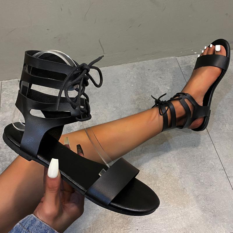 Nouvelles chaussures de haute qualité pour femmes, couleur unie, décontractées, confortables, sandales pour femmes, chaussures en vente chaude, sandales plates à bride à la cheville pour femmes