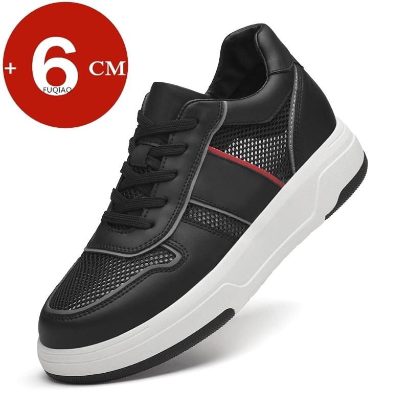 

Летняя дышащая обувь на платформе для мужчин, модные мокасины из натуральной кожи+сетки, увеличивающие рост на 6 см, повседневная спортивная обувь 38