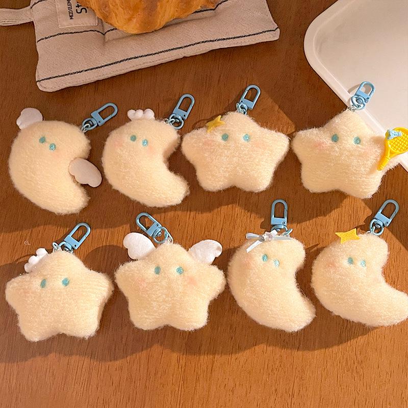 Moon Doll Star Bag Plush Keychain Ornament - Cute Backpack Accessory and Gift.