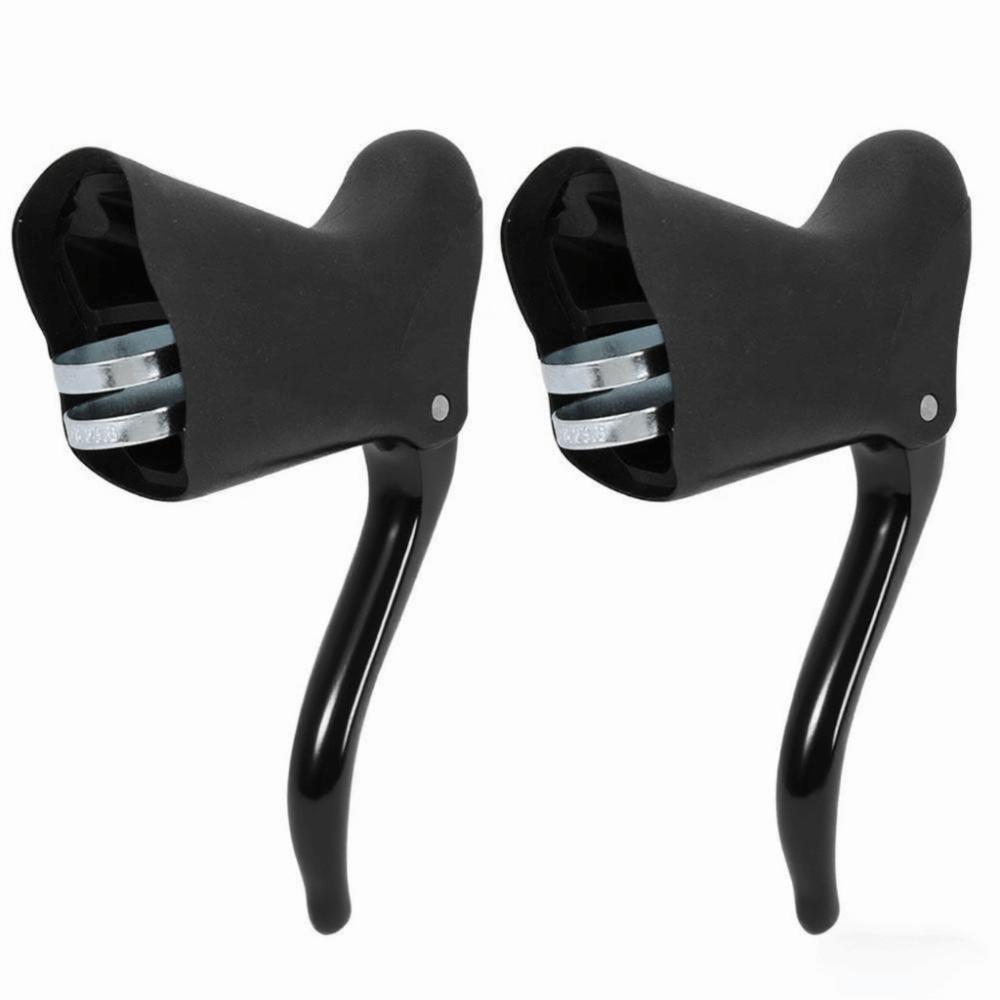 1 pair Aluminum Alloy and Resin Bike Brake Levers Anti-Slip Grip V Brake Mountain Bike Brake Handles Black&Sliver Disk Brakes чёрный