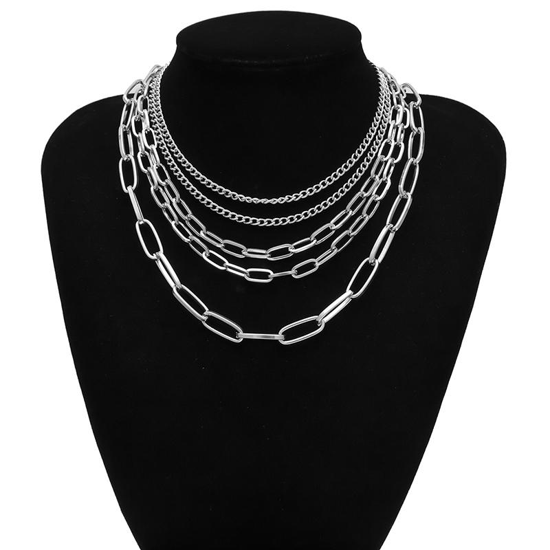 Multilayer  Women Lady Alloy Clavicle Choker Necklace Charm Chain Jewelry