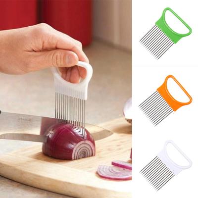 Stainless Steel Onion Holder Slicer Vegetable Cutter Home Kitchen Gadget Tool
