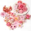 Pink Artificial Flowers Head For Wedding Home Room Decor DIY Fake Flowers For Decoration Birthday Party Craft Wreath Decoration