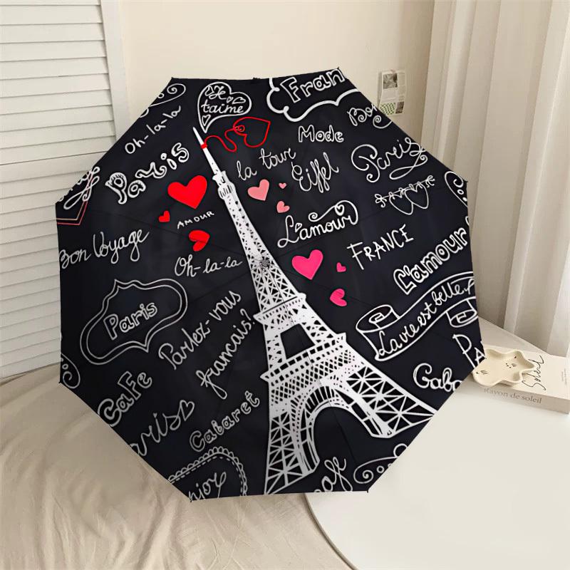 

1PC Paris Eiffel Tower Umbrella-8-Rib Reinforced, Automatic Open, Lightweight & Durable, Cute Fashion Accessory for Outdoor-A1320
