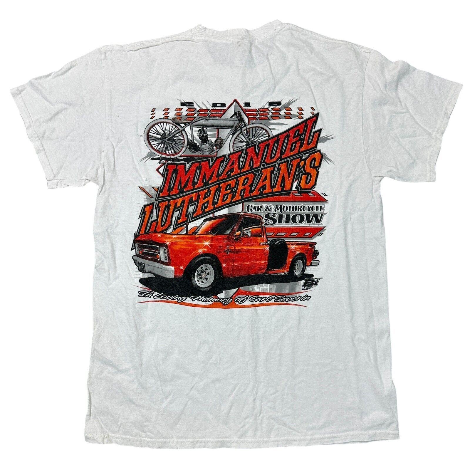 

Immanuel Lutherans T-Shirt Mens Womens Tees Top Car Biker Graphic Print USA Retro White Mens S