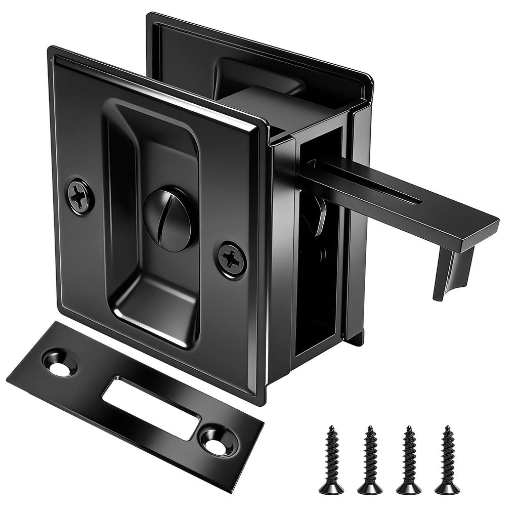 Cerradura de Puerta Corredera de Privacidad con Tirador Acero Inoxidable Herrajes para Puerta de Bolsillo Corredera Pestillo Deslizante para Puerta de 1-3/8” de Espesor