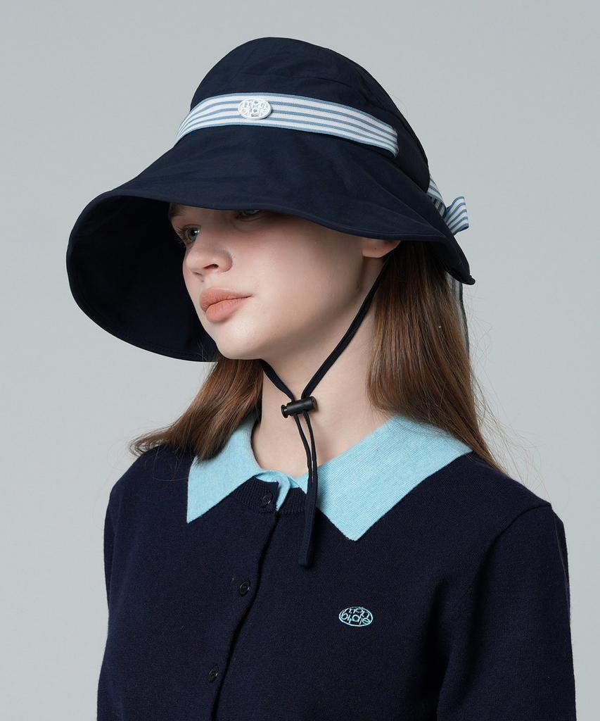 MONBIRDIE GOLF Uv Protection Ribbon Bucket Hat Navy