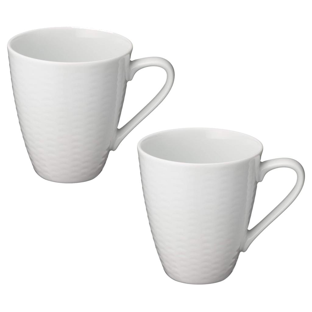 Noritake Mugs 295cc Rizmo Microwave and Dishwasher Fine (Pair) White, Safe, Porcelain, P5355L/1610