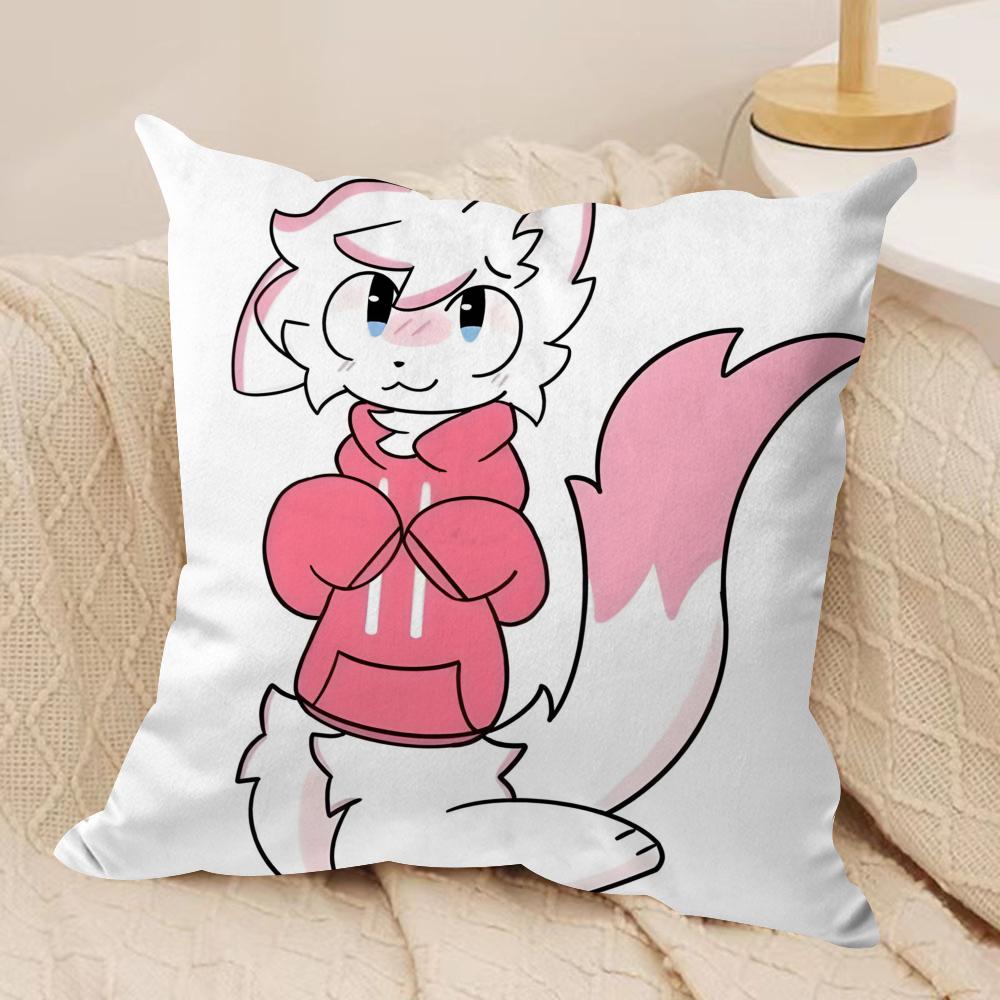 Anime Boykisser Silly Cat Cushion Cover Silky Short Plush DoubleSided Printed Pillow Case for Sofa All Seasons Home Decor Gift