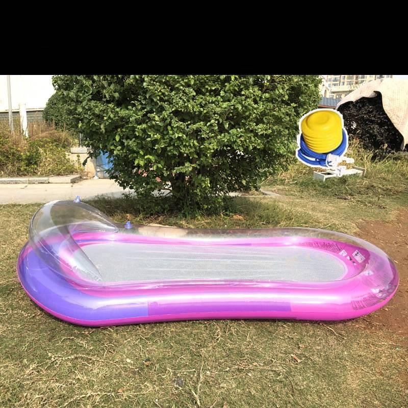 

Floating Pool Outdoor Backrest Lounger Thick Mesh Leaves Adult Bed Inflatable Rose Red