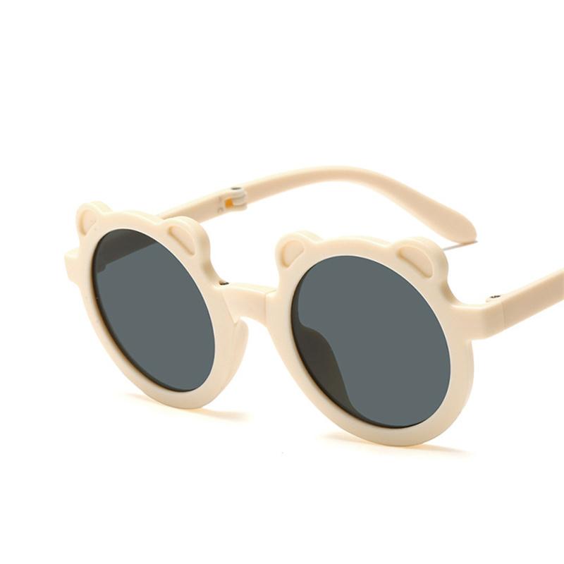Foldable Round Bear Sunglasses For Girls Boys UV400 Protection Vintage Classic Style With Case Portable Eyewear