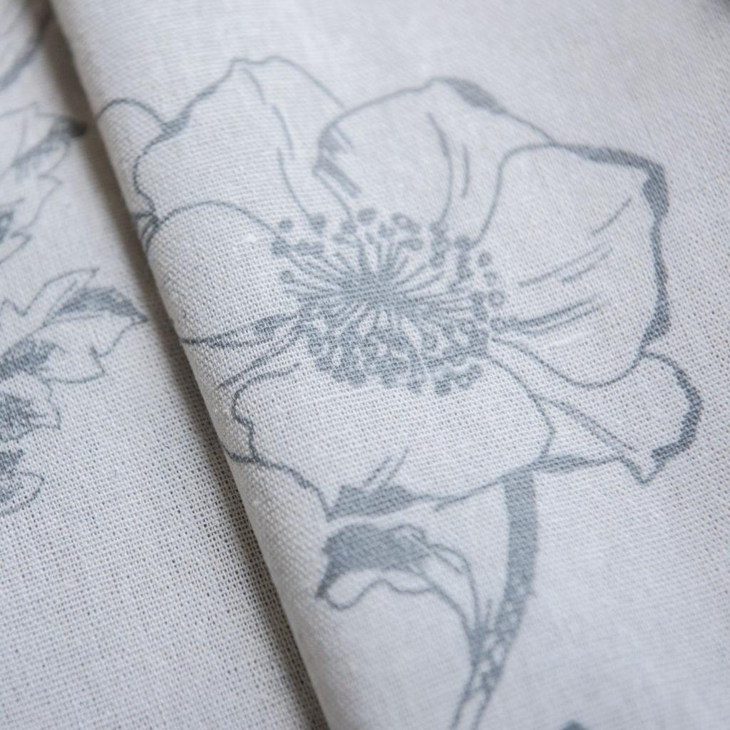 Vorhänge Grau Blumendruck Vorhänge Schwarz Pastoral Küchenvorhang Erkerfenstervorhänge für Wohnzimmer Schlafzimmer Erkerfenster Esszimmer oder Küchenbar