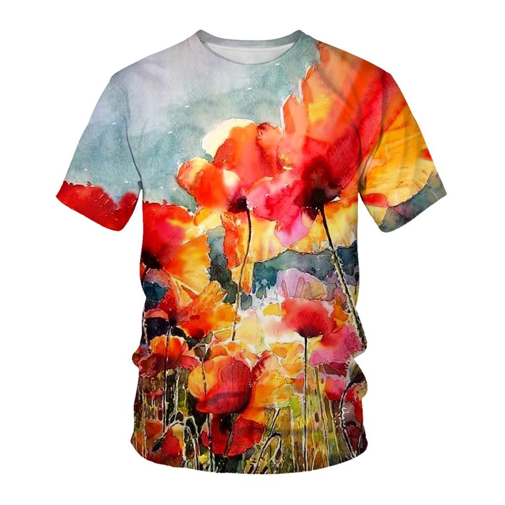 Spring Summer Tops Kids Plus Size Clothing Flower Plant 3D Print T Shirt Chirldren Pattern Tees Short Sleeve Top Breathable Boys Girls T Shirts