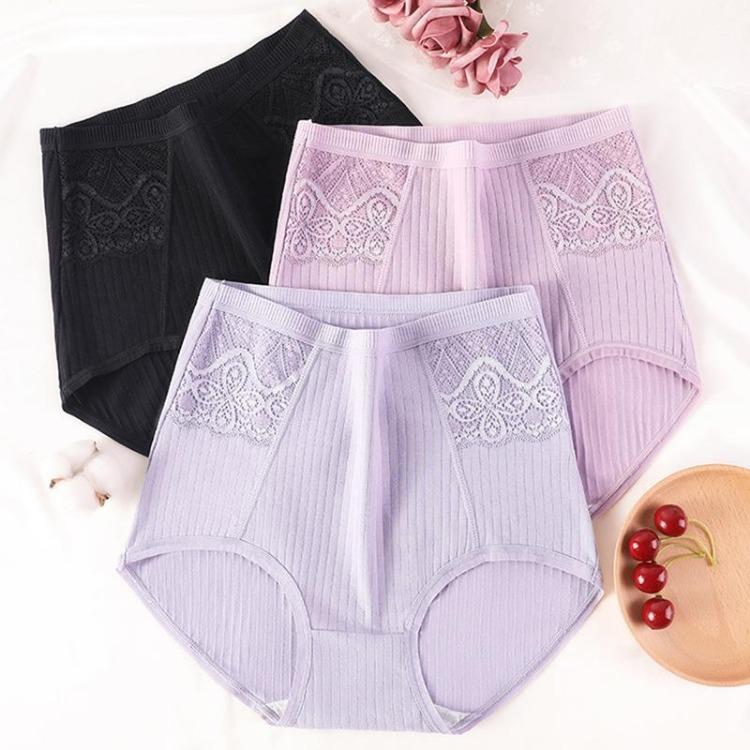 High Waist Women Panties Soft Breathable Underwear Plus Size Briefs Solid Color Lady Underpants