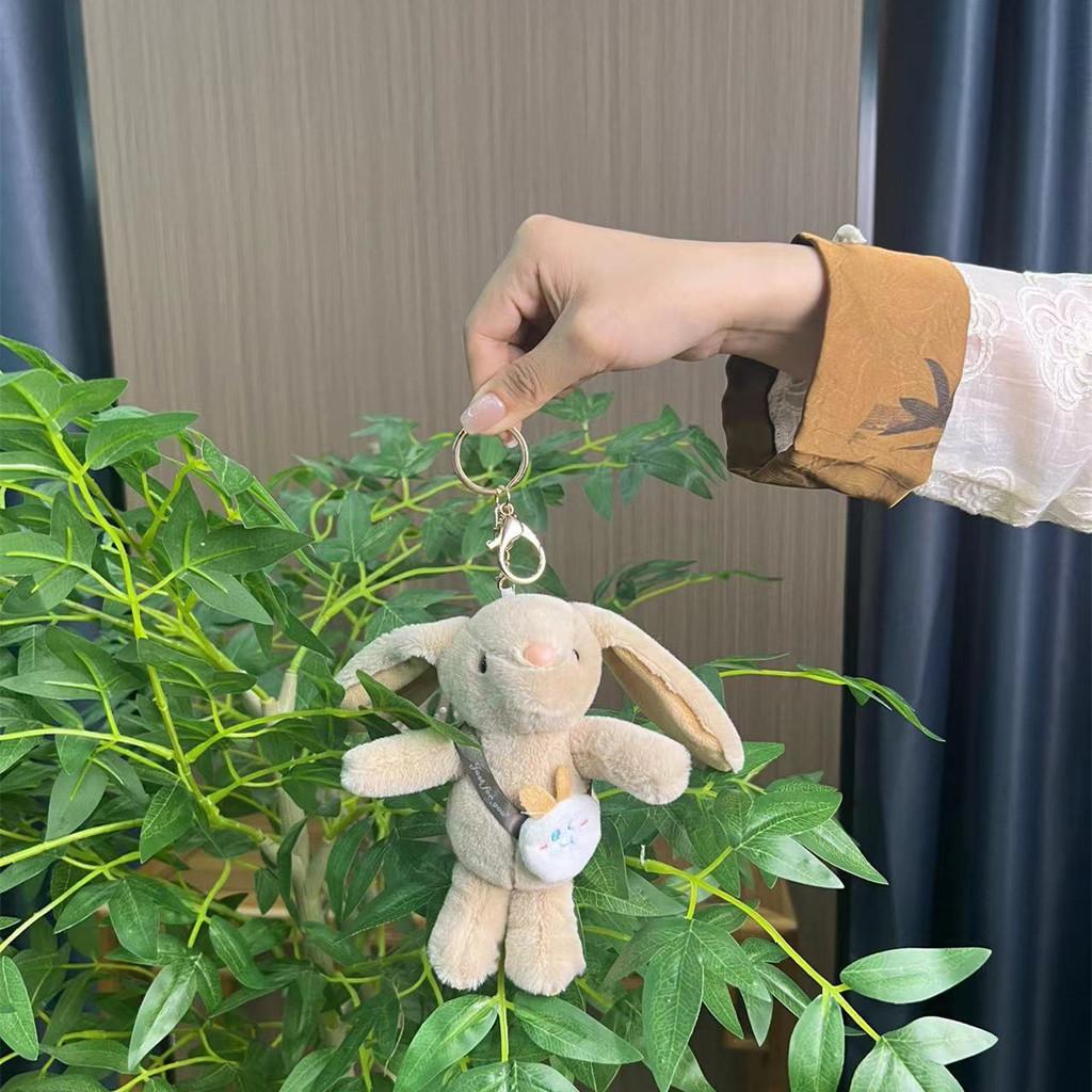 Longeared Bunny Delightful Plush Toy In Pink White And Brown For Keychain Stylish