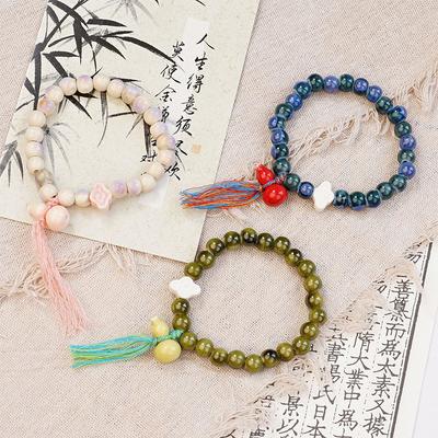 Trendiges Mehrfarbiges Elastisches Keramik Kürbis Perlenarmband Für Damen Böhmischer Stil Schmuck Geschenk