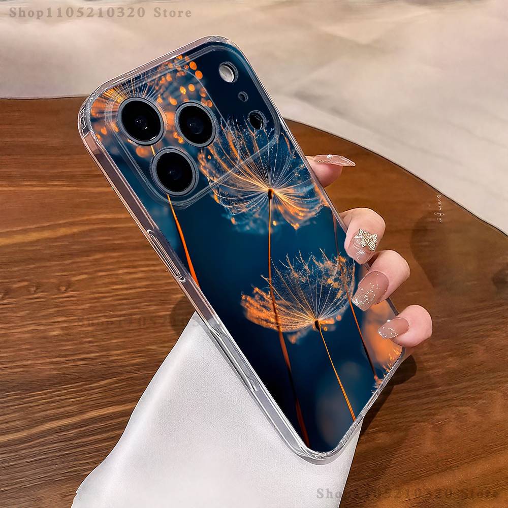 Dandelion Art Phone Case For iPhone 17,16,15,14,13,12,11 Pro,Max,Plus,XR,Mini,E Clear Full-coverage Soft Cover
