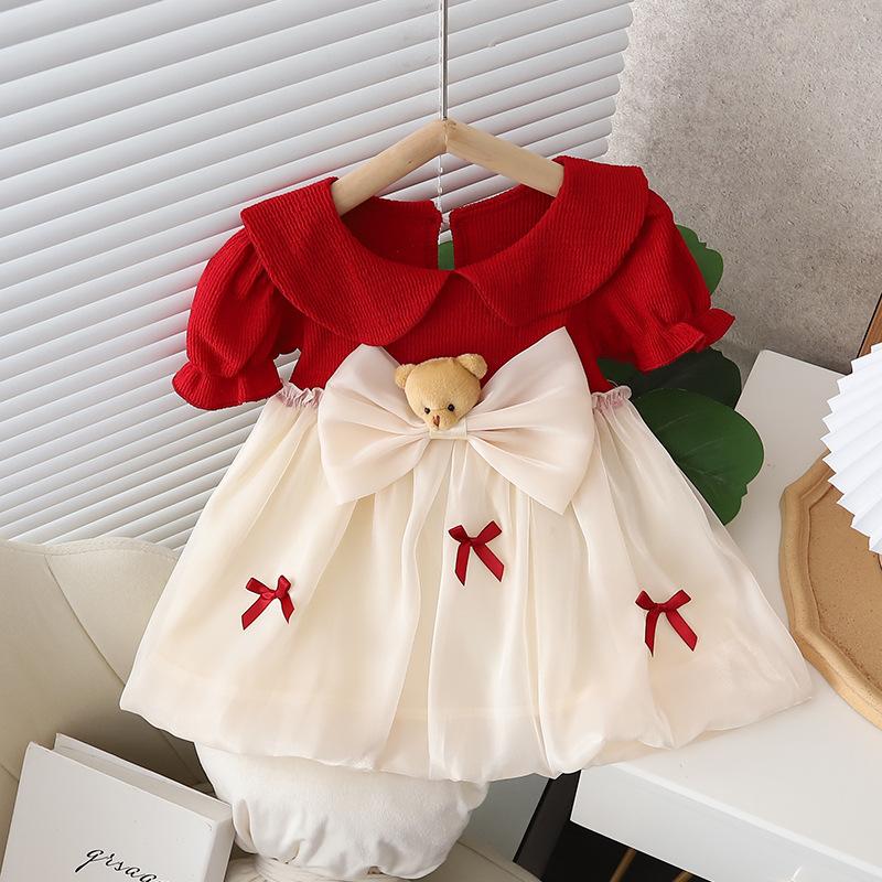 Girls Summer Princess Dress Puffy Sleeve Party Gown Elegant Baby Girl Tulle Formal Dress For Wedding Birthday 80cm