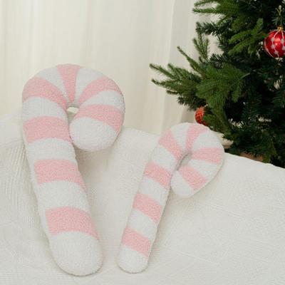 Christmas Cushion Soft Lollipop Shape Plush Cushion Comfortable Candy Cane Pillow For Chair Sofa Bedroom Living Room Dorm