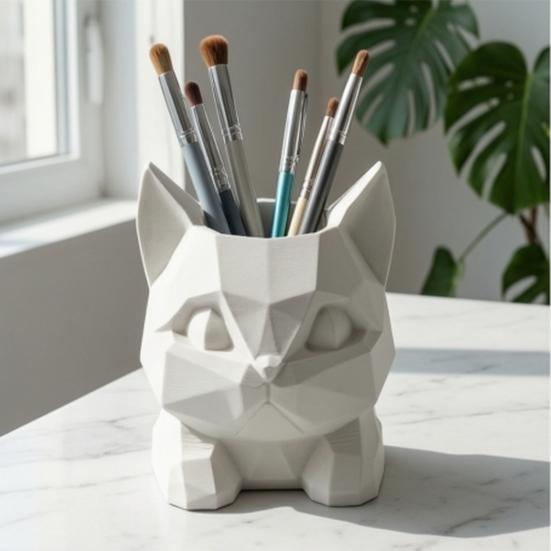 Yousheng 3D Printed Cat Pen Holder Cute Lying Kitty Desktop Organizer Practical Storage Design PLA Desk Decor for Office Home Gift