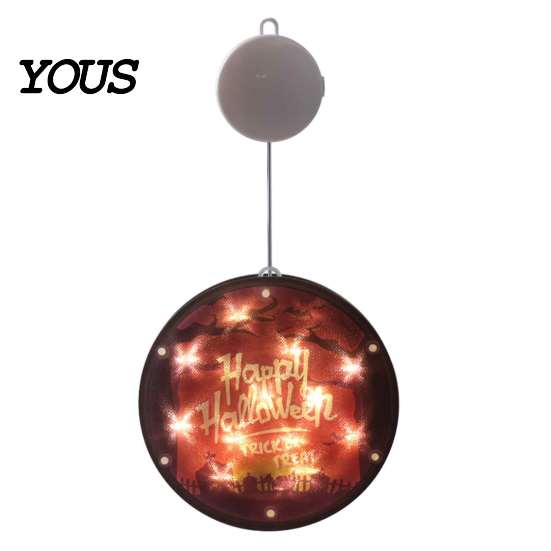 Easy Install Holiday Lighting Halloween Window Decor Light, Battery Powered Ghost Pumpkin Fairy Light String Lantern for Party, Spooky Hanging
