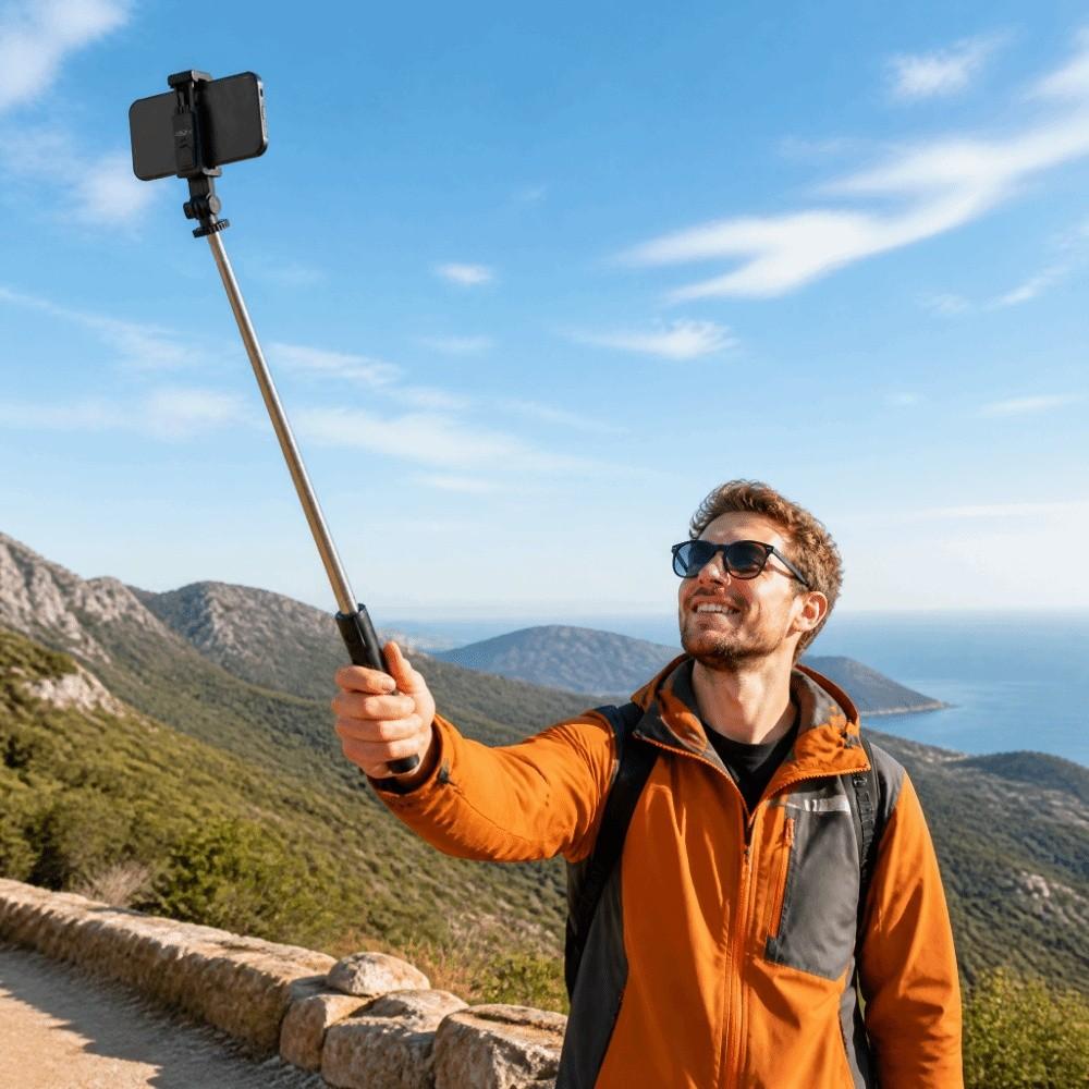Extendable Pole Selfie Stick Tripod Bluetooth Remote Bluetooth Selfie Stick Travel Vlog