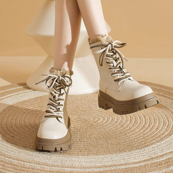 Women s Winter Snow Boots with Velvet Lining Non-Slip and Fashionable Martin Design Thick-Soled Short Boots 37 3340₽