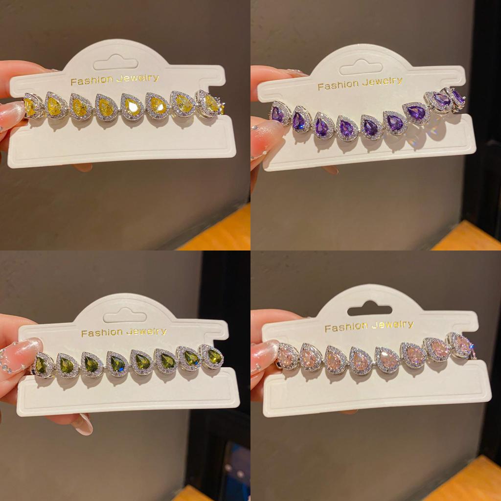 Copper Zircon Water Drop Bracelet For Women With Elegant Casual Style