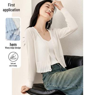 Chushen Women's V-Neck Knit Cardigan
