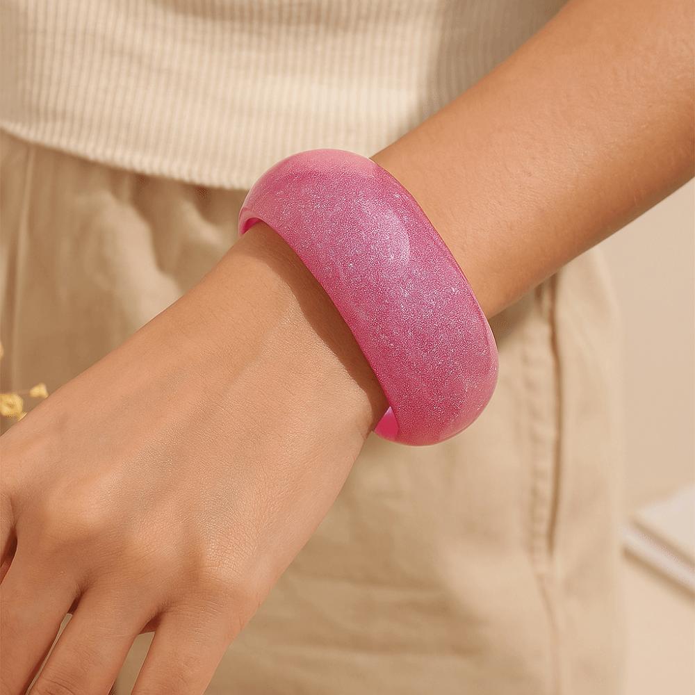 Retro Jelly Color Wide Bracelet Minority Design Geometric Irregular Bangle  Daily