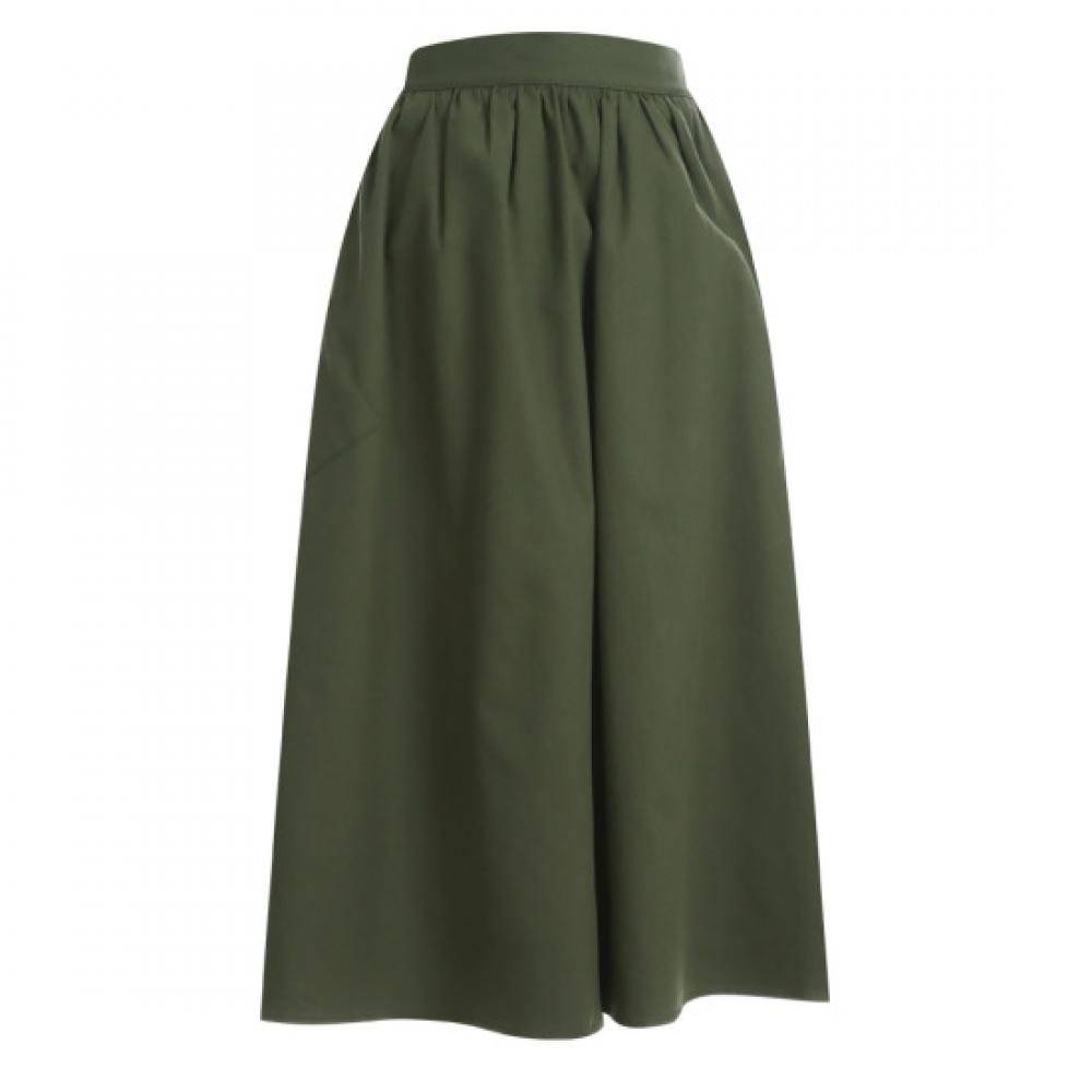 Shop  Women Back Elastic Side Cargo Gathering Pocket Long Skirt Khaki Stj Wsk   