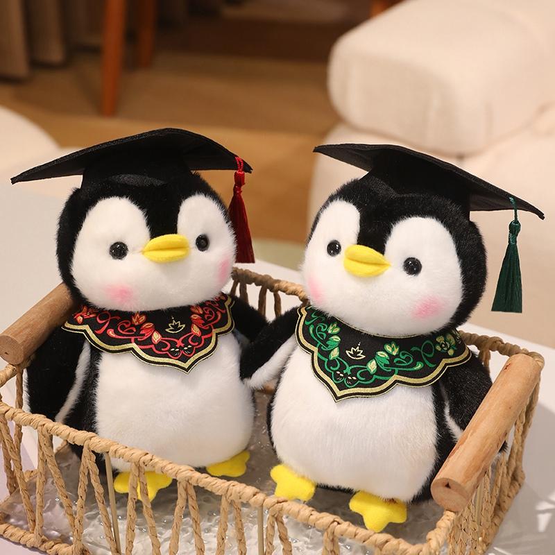 Favorite Toy Unisex Kids Green Graduation Dr Penguin Plush Toys Creative Stuffed Cartoon Penguin Doll Wearing Doctoral Gown Amusing Gift To Kids Friends