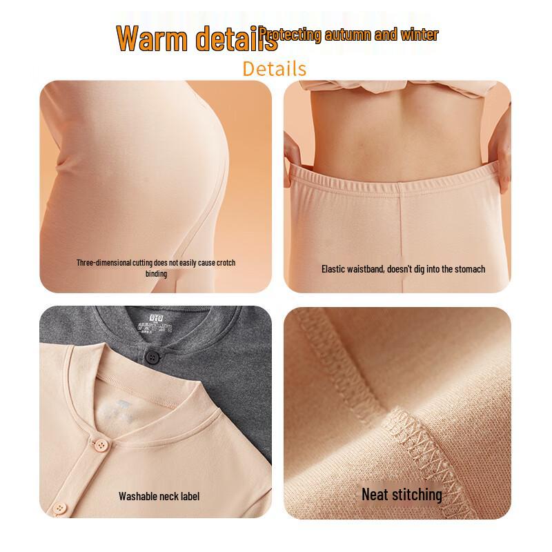 Hengyuanxiang Women's 10A Antibacterial Cotton Thermal Underwear Set