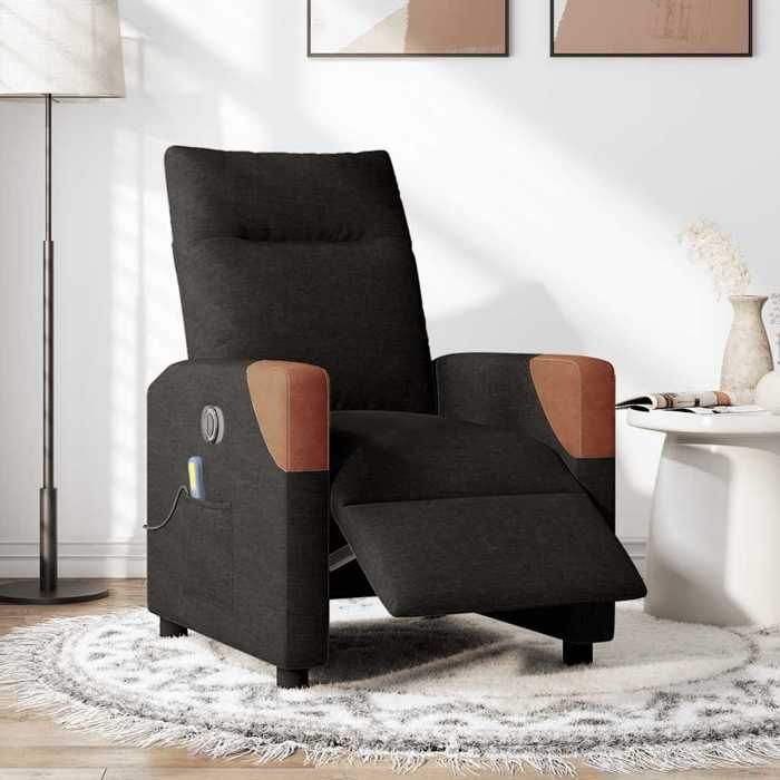 VidaXL Electric Reclining Massage Chair Black Fabric 3324000